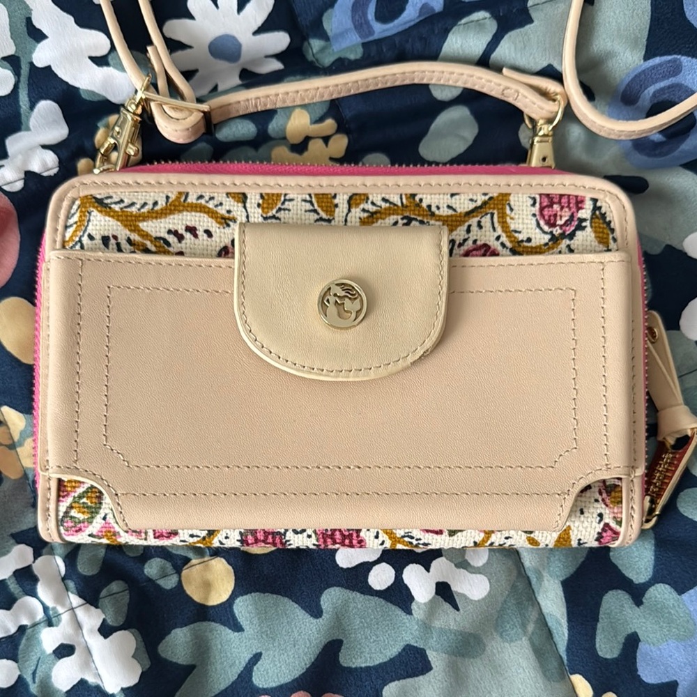 Spartina 449 Floral Beige Multi Phone Crossbody Bag